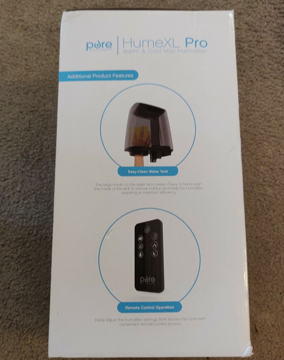 Pure Enrichment HumeXL Pro Warm and Cool Mist Humidifier New 