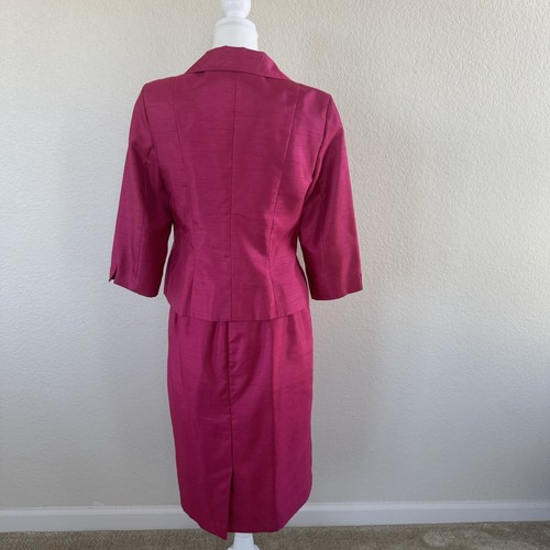 Suit Studio Suit 2 Piece Pencil Skirt Set Womens Size 8 Hot Pink Career Outfit - Picture 7 of 18