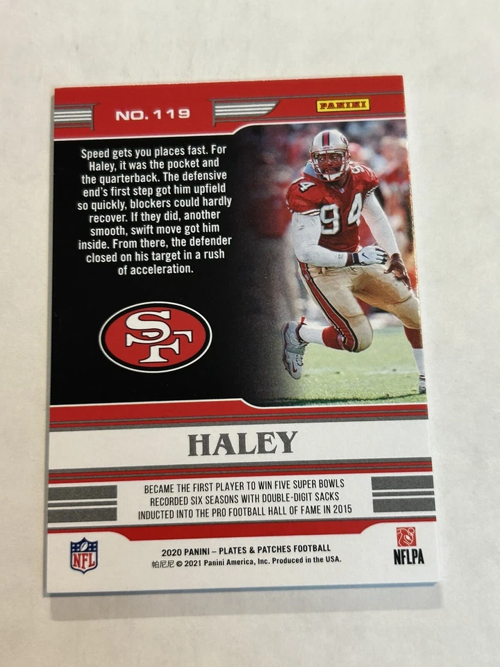 2020 PLATES & PATCHES CHARLES HALEY 9/70 LEGENDS SP 49ERS - Image 2 of 2