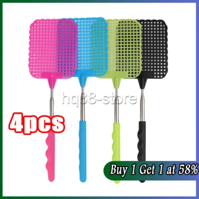 4X Fly Swatter Telescopic Long Extendable 26-60cm Swat Bug Insect Mosquito Wasp