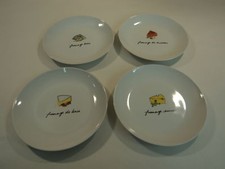 Designer Cheese Plates Set of 4 8in D x 1in H White Contemporary Ceramic