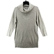 NWT Lush Dress Womens Medium Sweater Oatmeal Knit Mini Cowlneck Ribbed Pullover