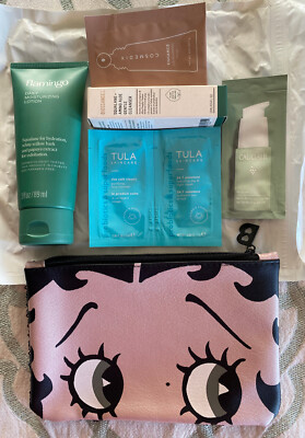 Betty Boop Makeup Bag with Skincare Samples:Caudalie,Tula,Cosmedix,Biossance+