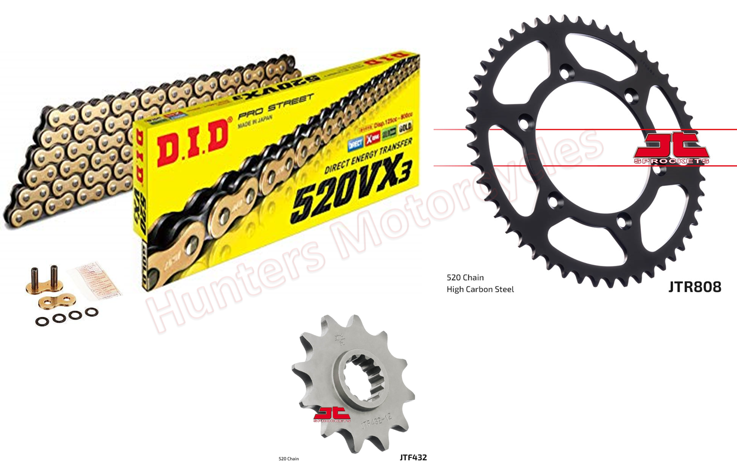 Caltric O-Ring Drive Chain & Sprockets Kit For Suzuki DR350 (94-99) & DR-Z400S (00-17) - View #3