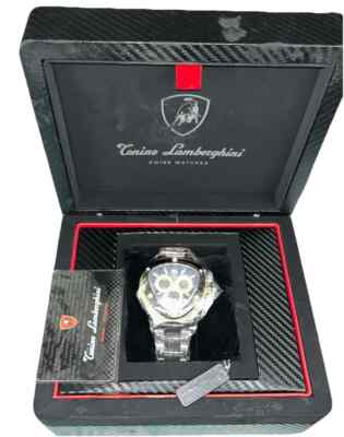 lamborghini Tonino Spyder 3102 Mens Watch Stainless Black Yellow Msrp 2161.00