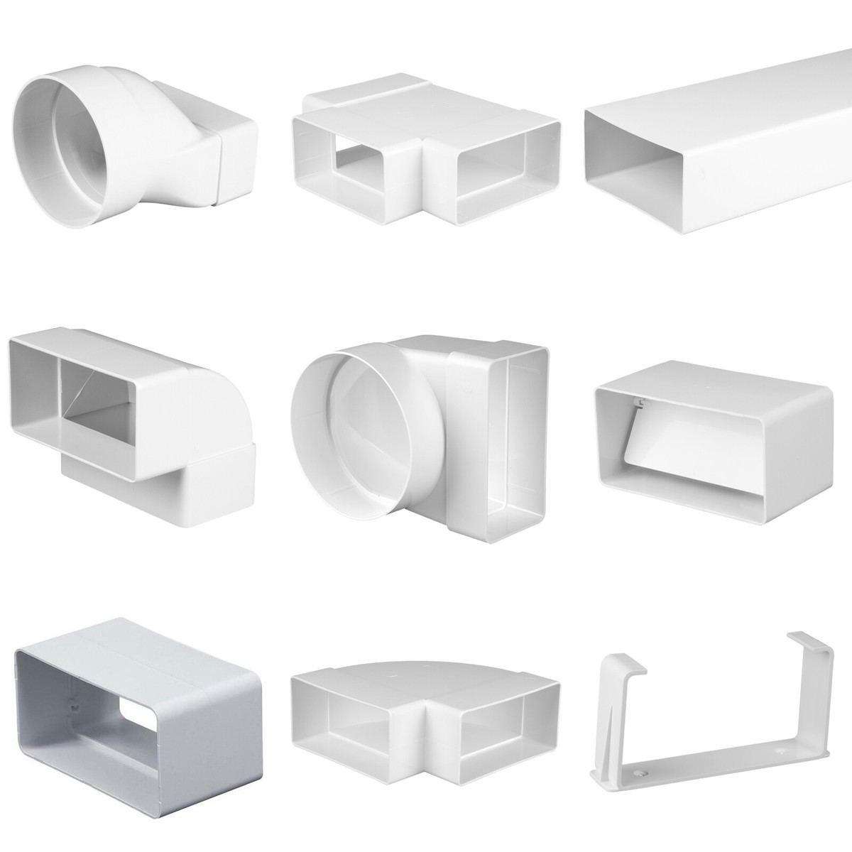 Flachkanalsystem Abluftkanal Flachkanal Verbinder T- Stück Kniestück Reduktion