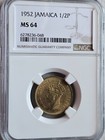 Jamaica 1/2 Penny 1952 NGC MS 64