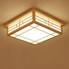 Japanische Deckenleuchte LED Warme Licht Beleuchtung Holz Deckenlampe Wohnzimmer