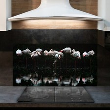 Glass Kitchen Splashback Tile Cooker Panel Bird Flamingo Animal 120x60