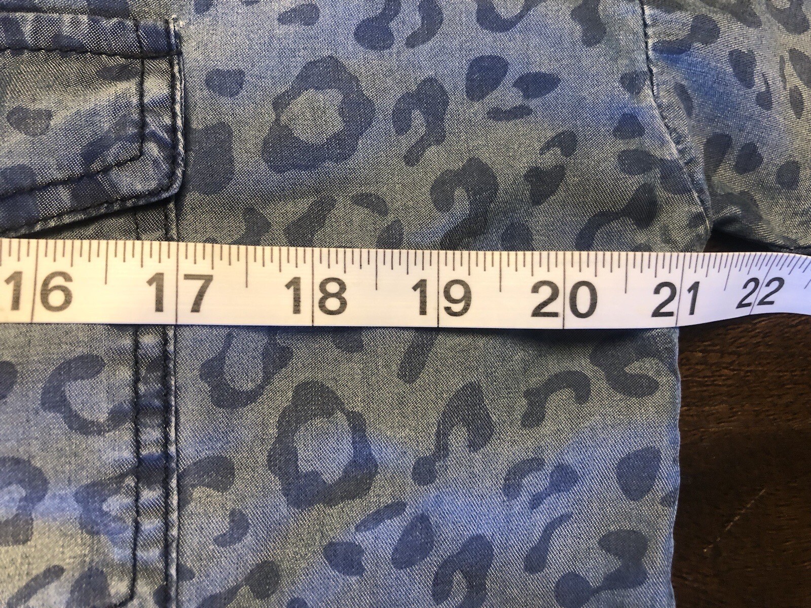 FATE Blue Chambray Leopard Print Button Down Long… - image 5