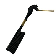Equestrian Western Black Plastic Horse Head Shoe Brush with Gold Tone Accents
