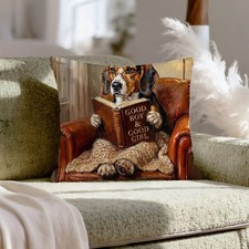 "Evening Read" - Beagle Pillow Cover - Dog Lover Home Decor