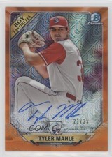 2018 Bowman Mega Box Orange Mojo Refractor /25 Tyler Mahle #ROYFA-TM Auto 15r3
