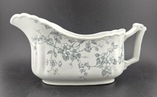 Antique Wedgwood Celia Blue Gray Floral Transferware Gravy Boat