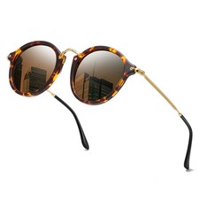 Round Polarized Sunglasses for Women - Vintage Retro Circle Frame TR90 Lightw...