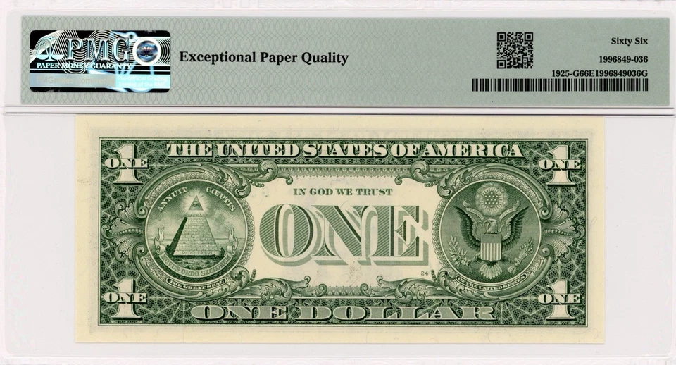 1999 $1 Chicago FRN-Fancy Binary Radar Serial Number #30333303-PMG 66EPQ - Image 2 of 2