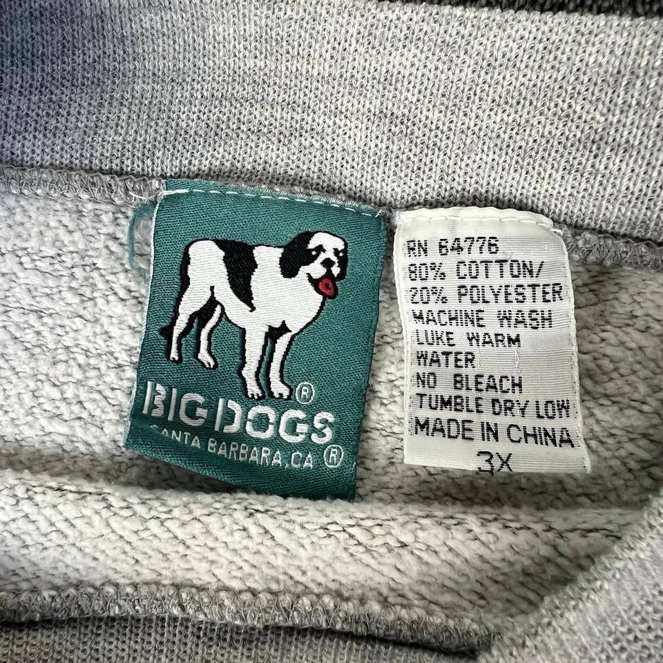 Vintage Big Dogs Sweatshirt 3XL Crewneck Gray 90s Pullover - Image 3 of 4