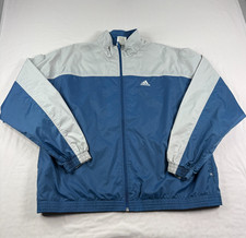 Vintage Y2K Adidas Jacket Men XL Blue Windbreaker Full Zip Water Resistant 2000s