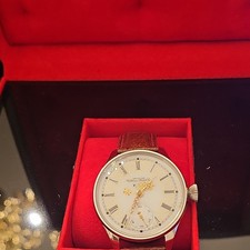 American Waltham Watch Co. Mechanical Classic Wristwatch White Dial Brown Leath…