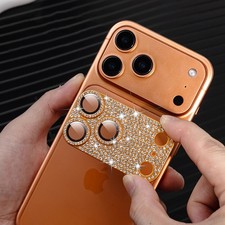 For iPhone 17 16 15 Pro Max Tempered Glass Diamond Metal Camera Lens Protector