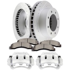 Front Brake Calipers Fits 00-2005 Ford Excursion Rotors Ceramic Pads Drill