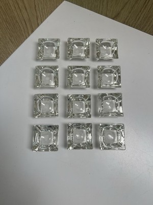Clear Square Glass Open Salt Cellars Set Of 12 Vintage MCM Original Box