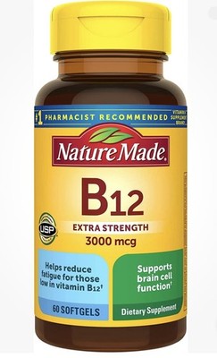 Nature Made Extra Strength Vitamin B12 3000 mcg Softgels, 60 Count Free Shipping