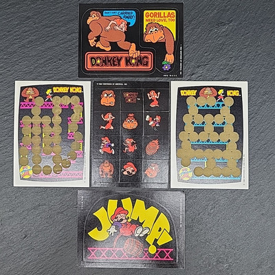 Vtg 1980's Lot of 5 Nintendo Card Stickers Scratch Donkey Kong Super Mario 1982