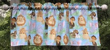 Safari Animal Valance - Baby Lion Giraffe Elephant Monkey Print - Blue Nursery