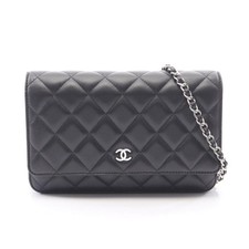 Chanel Matelasse Lambskin Shoulder Bag Women Black One Size 830013