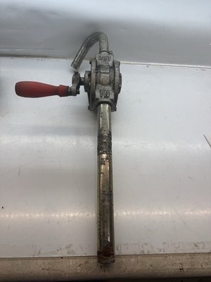 HEAVY DUTY ROTARY BARREL DRUM HAND PUMP CRANK OIL GAS COOLANT FUEL FLUID - USED