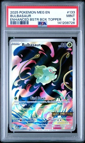 2025 POKEMON MEG EN-MEGA EVOLUTION ENHANCED BOOSTER BOX TOPPER BULBASAUR PSA 9