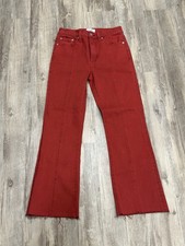 Pistola Lennon High Rise Crop Boot Cut Jeans Raw Hem Rouge Red Sz 26 NEW