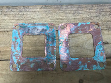 2 Sheet Copper Pieces 6" x 6" w/ 3" dia holes Natural Patina Colors Photo Frame