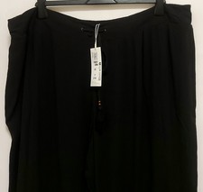 M&S Ladies Beachwear Wide Legs Crinkle pull on Trousers Black Size 22 BNWT