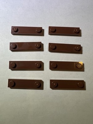 Lego Lot Of 8 1x4 Reddish Brown Plate Tile With 2 Knobs New City