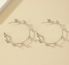 Trendy 2 1/2" pierced multi butterfly open back hoop earrings