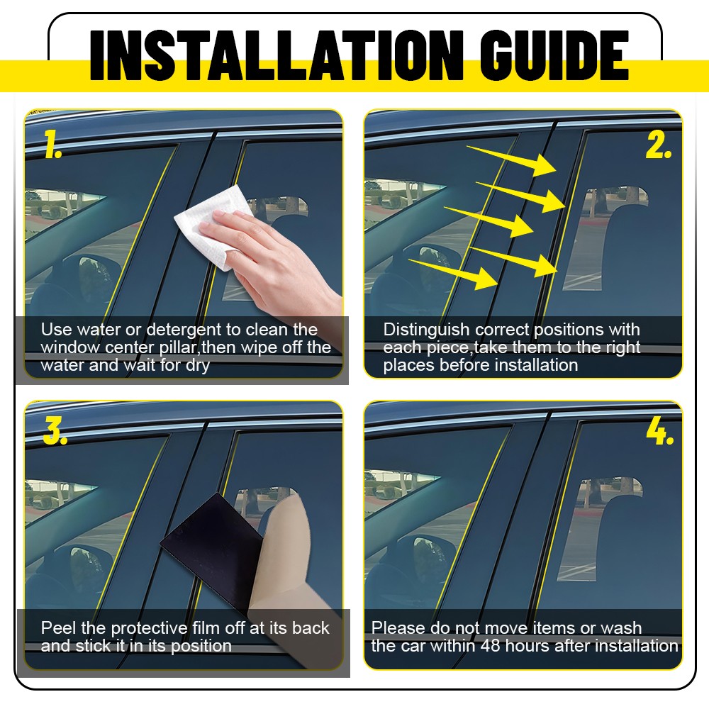 For 2018-2024 Chevy Equinox Gloss Black Door Side Window Pillar Posts Cover Trim