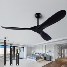 60  Ceiling Fans with Remote Control, No Lights, Modern Reversible DC Moto