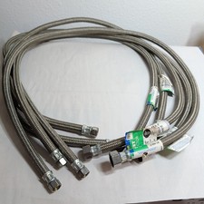 Qty 5 3/8 Compression x 1/2 in. FIP x 48 Braided Polymer Faucet Connector CY