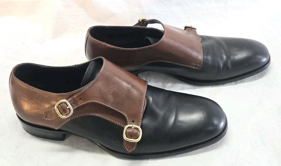 Scarpe Alexander McQueen uomo taglia 43 marrone e nero monkstraps