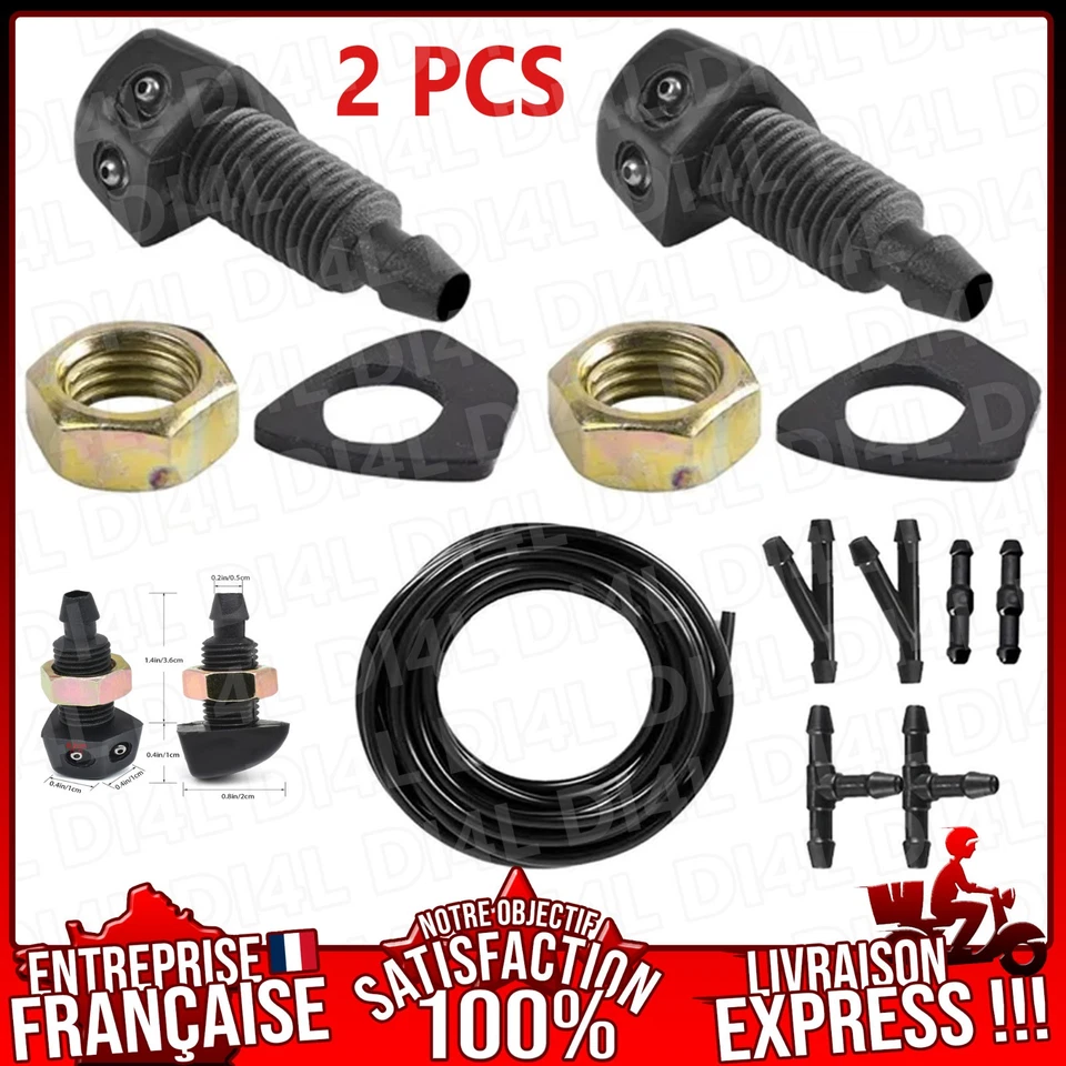 KIT 2 GICLEURS BUSE JET 1 DURITE 6 RACCORDS LAVE GLACE PARE BRISE BUICK (565) - Photo 1/1
