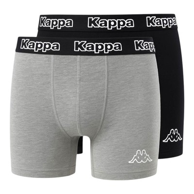 Kappa Herren Boxershorts, Baumwolle/Elasthan 2er Prepack, M-XXL Schwarz/Grau