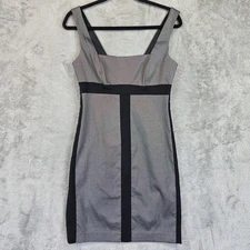 Bebe Dress Womens Size 6 Black Colorblock Sheath Bodycon Sleeveless Pencil