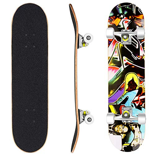 Skateboard complet 79x20cm Hikole idéal pour apprendre les tricks