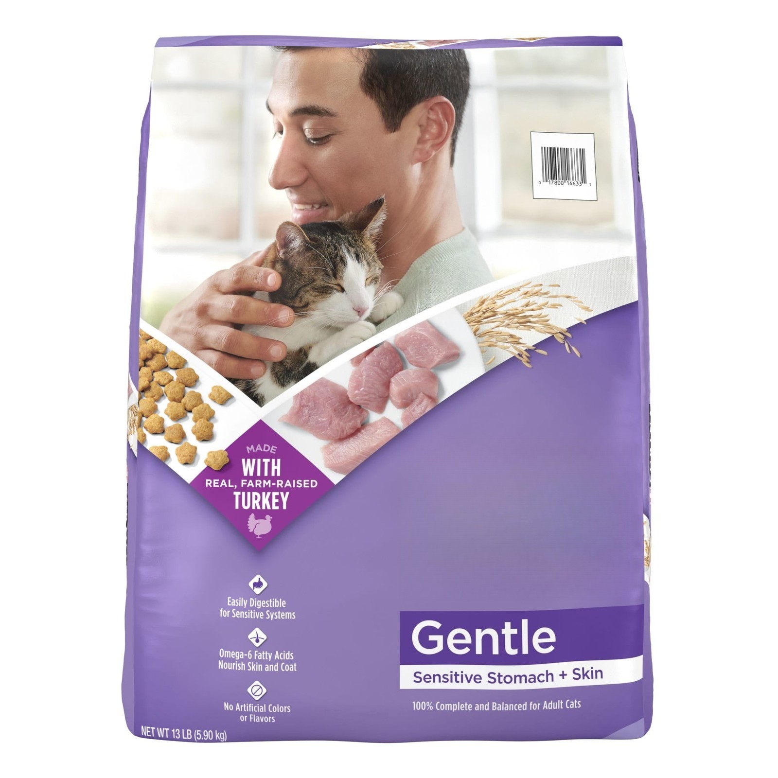  Chow Gentle, Sensitive Stomach Dry Cat Food, Turkey, 13 lb 