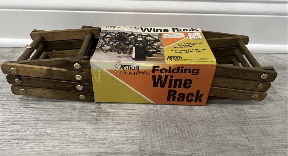 Vintage Wood Wine Rack 8 Bottle Collapsible Accordion Foldable Expandable 1976 - Image 4 of 4