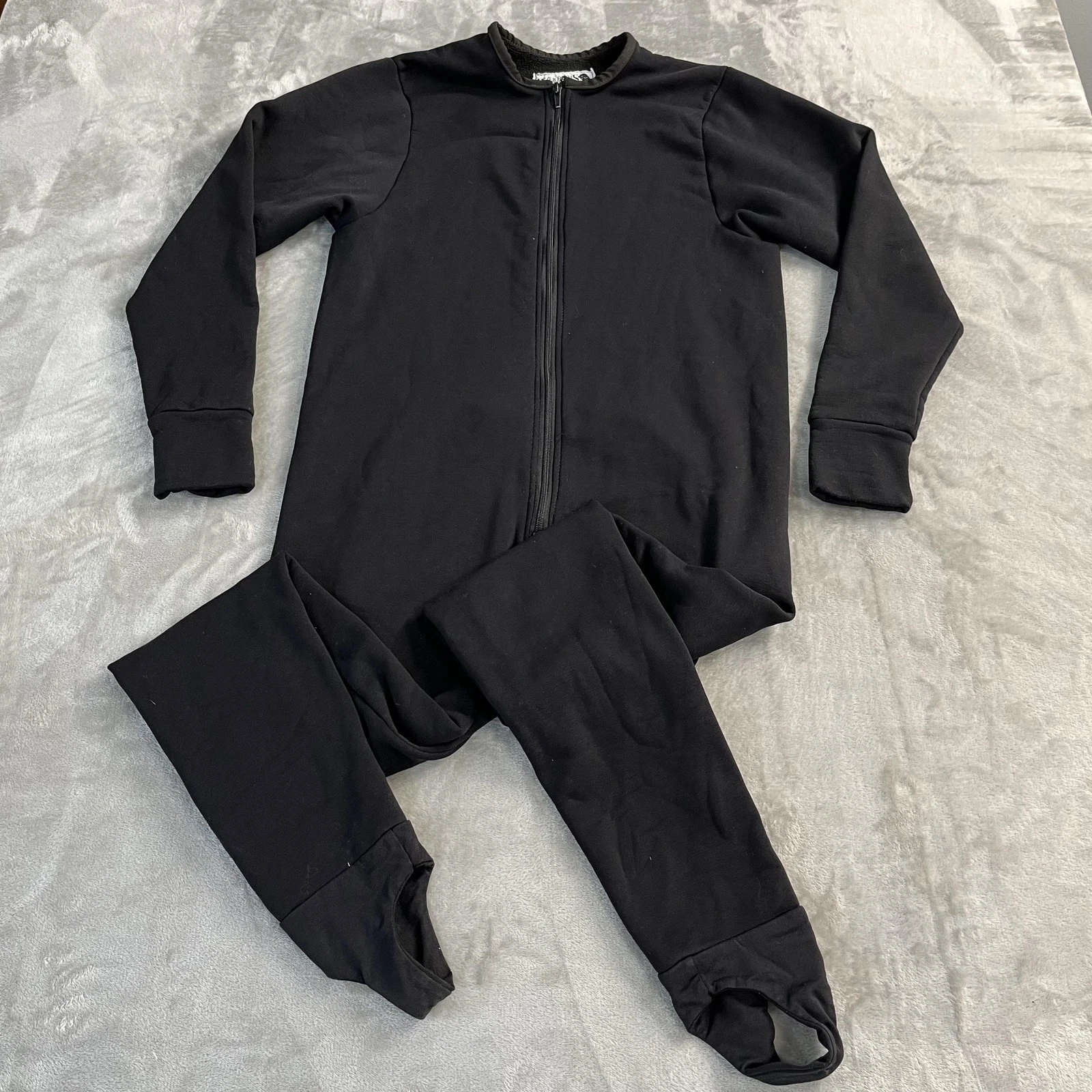 Web Foots Long Johns Mens Small Black Fleece Body Sock Thermal Underwear