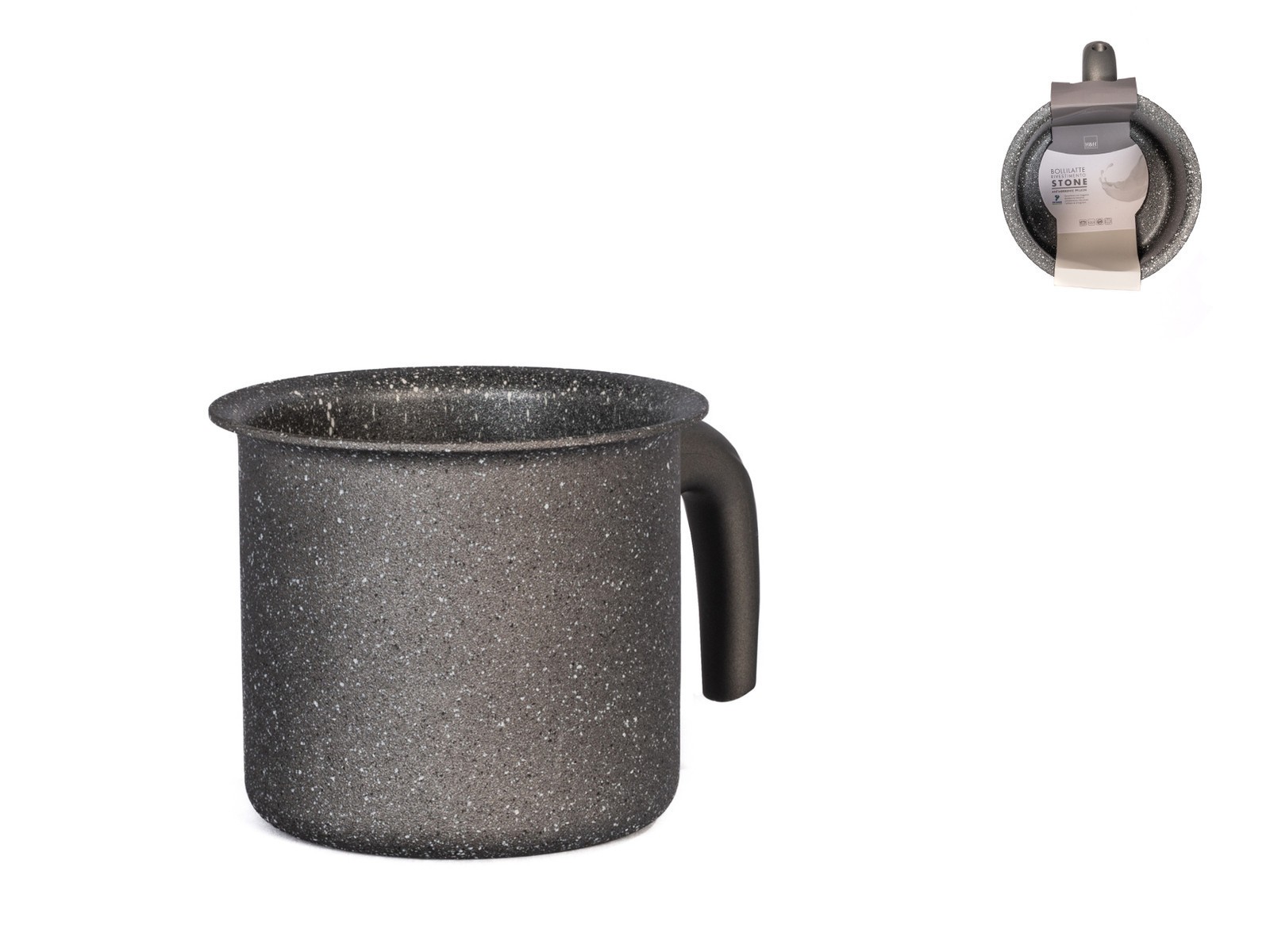 Casserole H&h Milk Pot A Handle Non-Stick Stone For Induction Color 12Cm