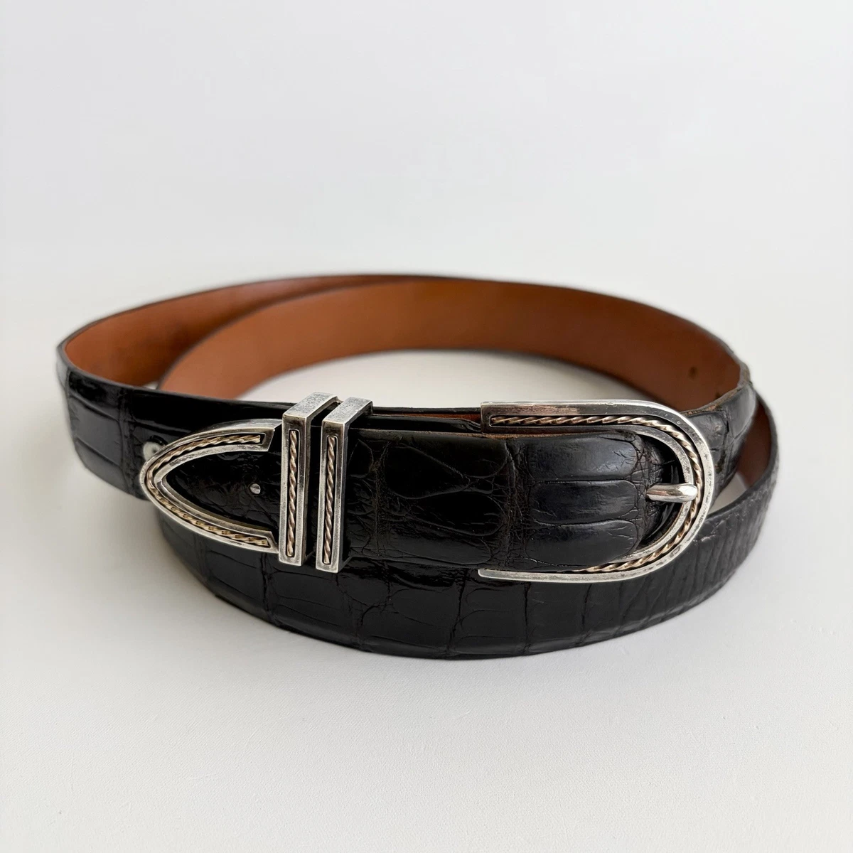 James Reid Ltd Stump Vintage Black Lizard Belt with Sterling Silver Buckle HTF james reid products for sale | eBay main image 3